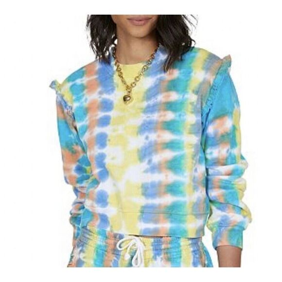 Generation Love Blue Tie-Dye Abella Ruffle Sweatshirt NEW $148 Womens Small S - Picture 1 of 12